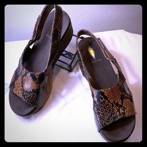 Platform snakeskin sandal by Volatile